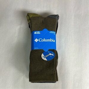 New Columbia Socks Men’s 4 Pair Green & Black Crew Socks Activewear Casual